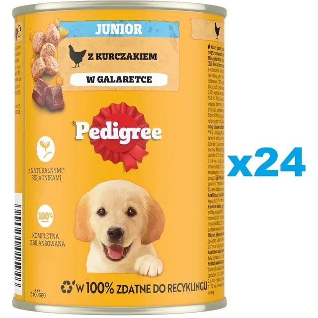 PEDIGREE Junior 24x400g mokré kompletní krmivo pro rostoucí psy s kuřecím masem v želé