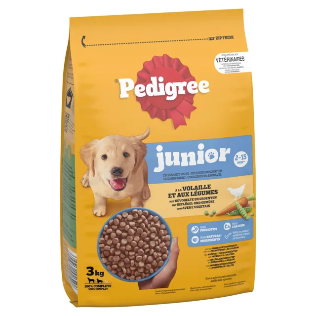 Pedigree Junior drůbeží se zeleninou - Výhodná sada: 3× 3 kg