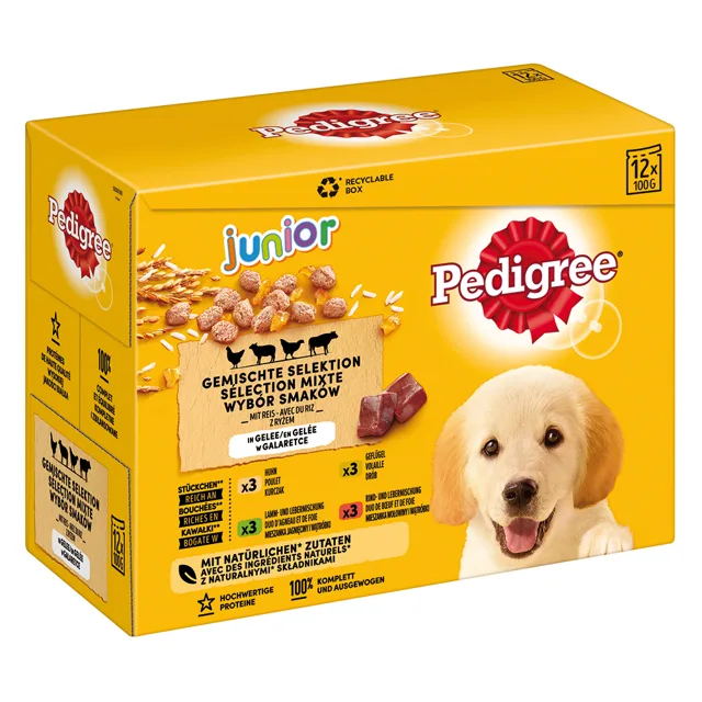 Pedigree Junior Multipack kapsičky - 48 x 100 g míchaný výběr v želé (4 druhy)