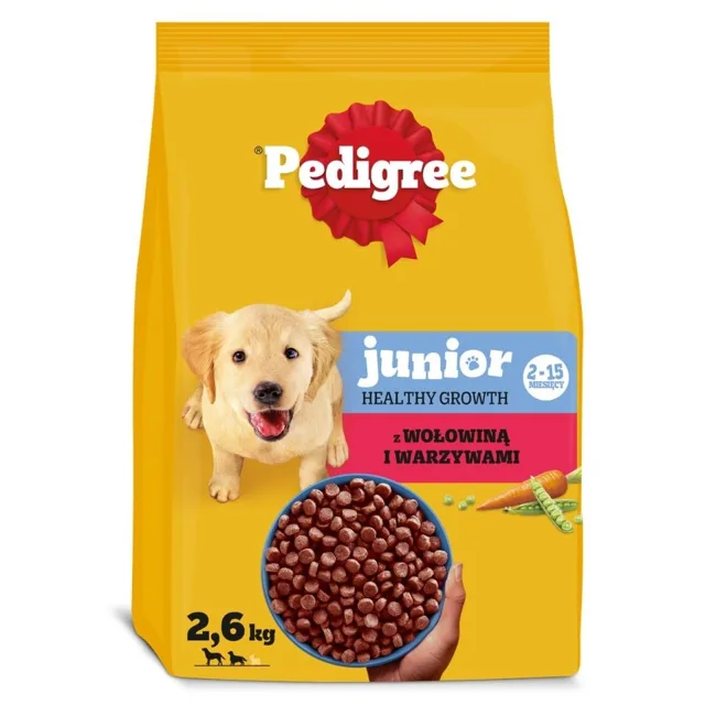 PEDIGREE Junior s hovězím masem a zeleninou 2,6 kg granule pro štěňata středních a velkých plemen