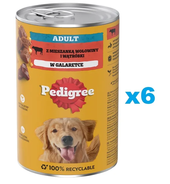 PEDIGREE konzerva ADULT s hovězím masem v želé 6x 1200 g