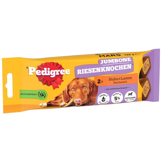 Pedigree obří kost s kuřecím a jehněčím - medium 180 g (2 kusy)
