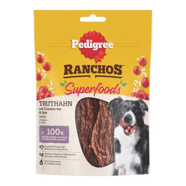 PEDIGREE Ranchos Superfoods 7 x 70 g doplňkové krmivo pro dospělé psy s krůtím masem, brusinkami a rýží
