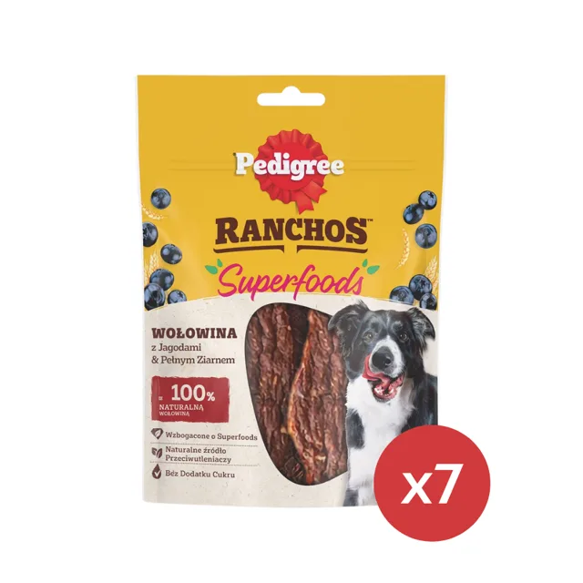 PEDIGREE Ranchos Superfoods s hovězím masem, borůvkami a celozrnnými obilovinami 7 x 70 g