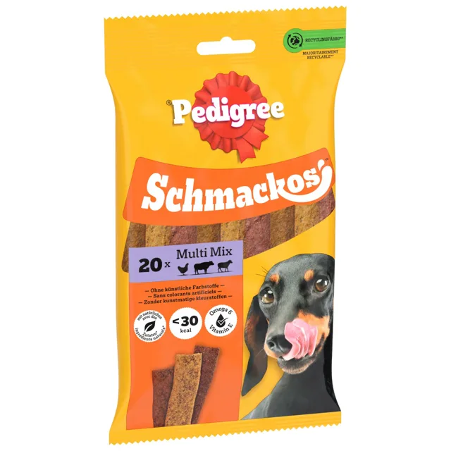 Pedigree Schmackos - výhodné balení 14 x 144 g, 3 druhy (14 x 20 kusů)