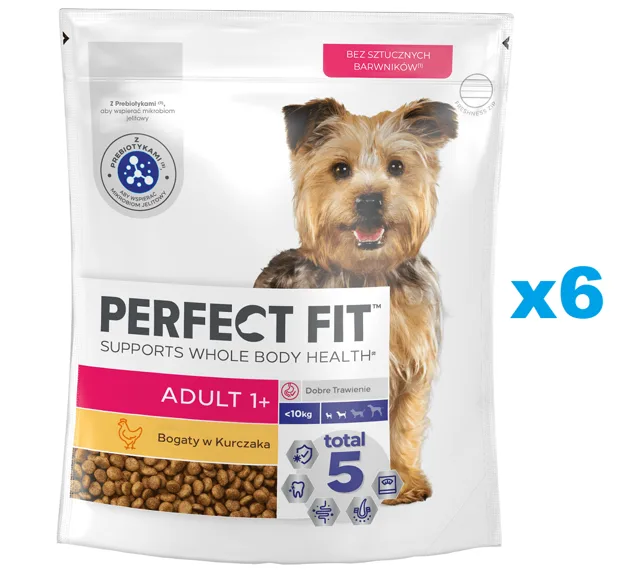 PERFECT FIT Adult 1+ Kompletní krmivo pro dospělé psy malých plemen, bohaté na kuřecí maso 6x825g