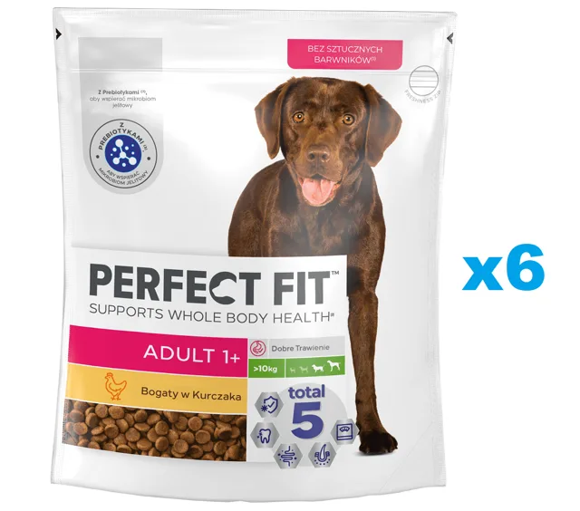PERFECT FIT Adult 1+ Kompletní krmivo pro dospělé psy velkých plemen, bohaté na kuřecí maso 6x825g