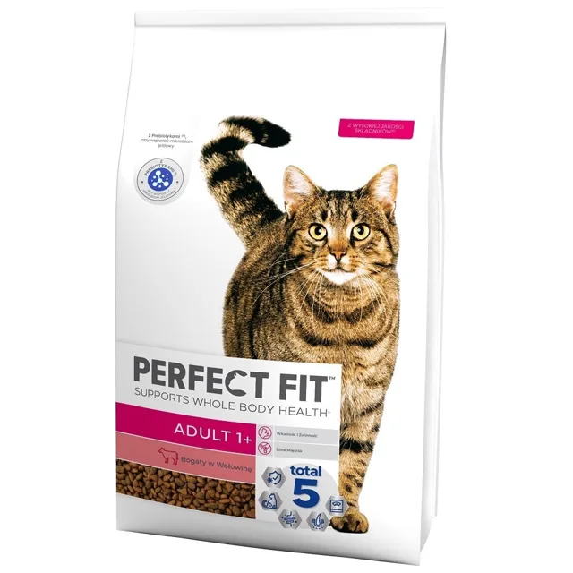 PERFECT FIT Adult 1+ Kompletní suché krmivo pro dospělé kočky s vysokým obsahem hovězího masa 7 kg