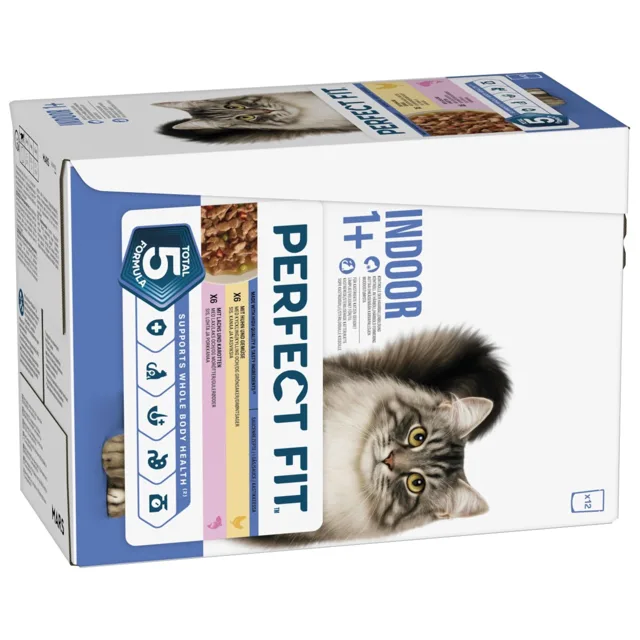 Perfect Fit Indoor 1+ - kuřecí a losos (12 x 85 g)