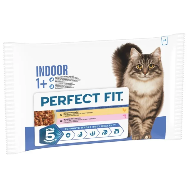 Perfect Fit Indoor 1+ - kuřecí a losos (4 x 85 g)