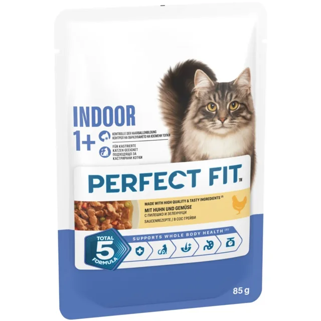 Perfect Fit Indoor 1+ - výhodné balení: kuřecí (48 x 85 g)