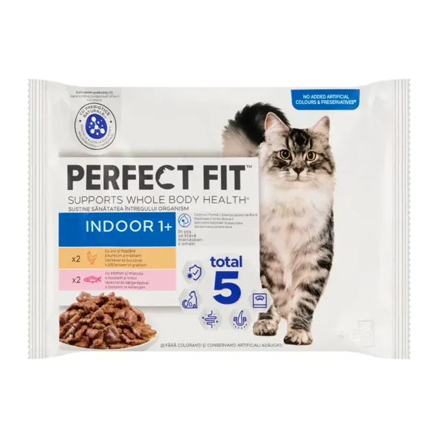 Perfect Fit Kapsičky Indoor výběrové menu pro kočky kuře a losos 4x85 g 340 g