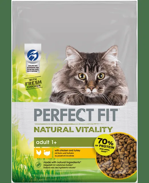 PERFECT FIT Natural Vitality 1+ s kuřecím a krůtím masem 650 g - suché krmivo pro dospělé kočky