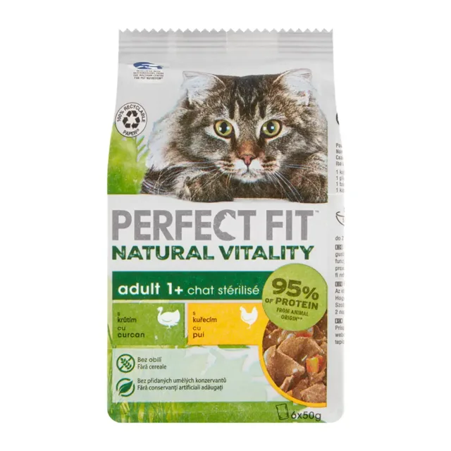 Perfect Fit Natural Vitality Adult 1+ s krůtím a kuřecím 6x 50 g 300 g