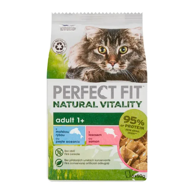 Perfect Fit Natural Vitality Adult 1+ s mořskou rybou a lososem 6x 50 g 300 g