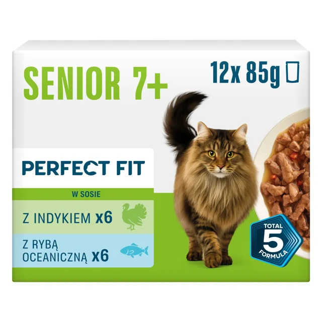 PERFECT FIT Senior 7+ Mix Příchutí 12 x 85g krmivo pro starší kočky