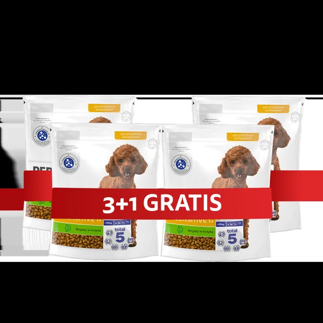 PERFECT FIT Sensitive 1+ kompletní krmivo pro dospělé psy malých plemen, bohaté na krůtí maso 4 x 825 g 3+1 ZDARMA