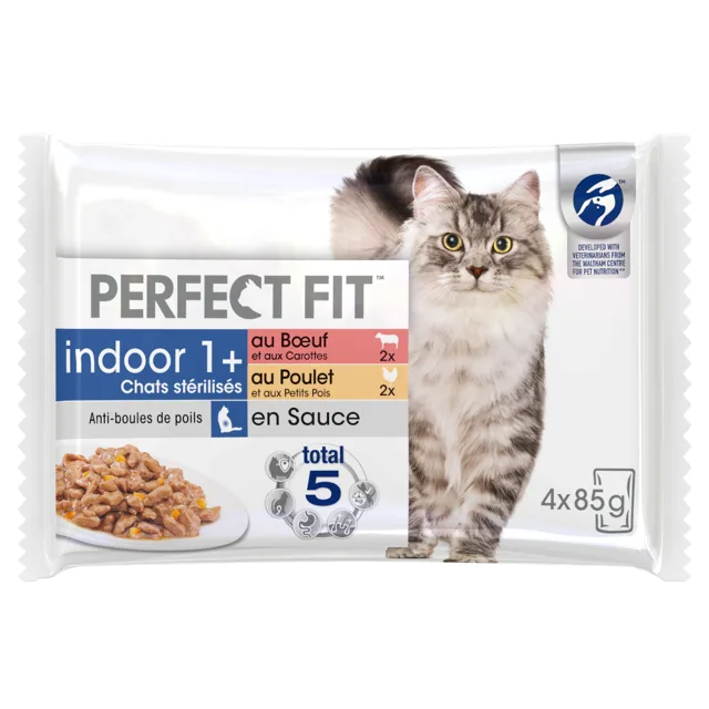 Perfect Fit Sterilise Indoor Adult 1+ - 4 x 85 g (kuře & losos)