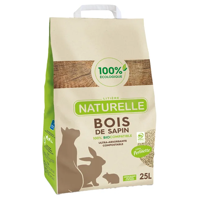 Perlinette Bois de Sapin stelivo pro kočky - výhodné balení: 2 x 25 litrů (20 kg)