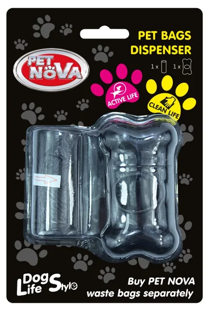 PET NOVA Dávkovač na sáčky na exkrementy + rolička 20 ks černý