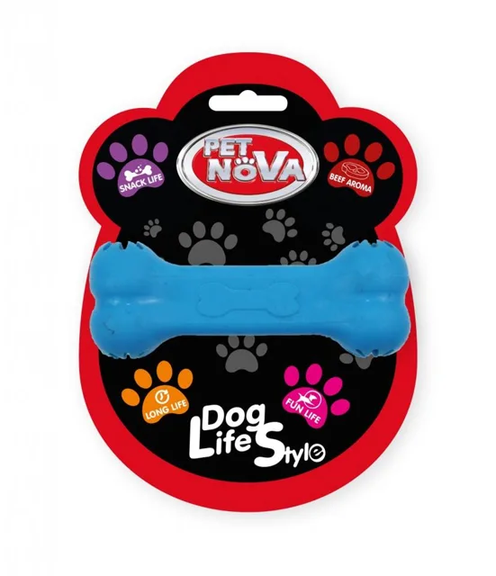 PET NOVA DOG LIFE STYLE gumová hračka 11 cm, modrá, hovězí příchuť