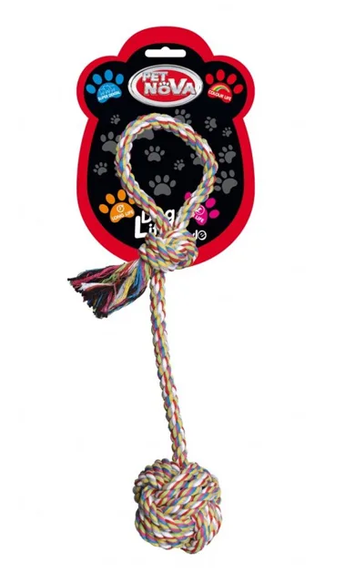 PET NOVA DOG LIFE STYLE Míč na laně, bavlna 5 x 27 cm