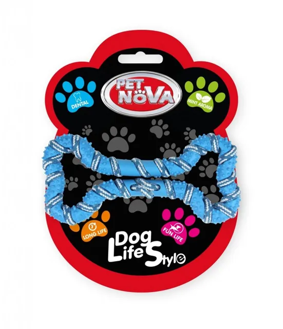 PET NOVA DOG LIFE STYLE Psí lano, kost 20 cm, modrá, mátová příchuť