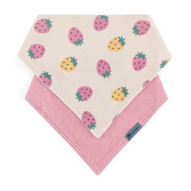 Petite&Mars Bandana Luke 3m+ bryndák Beige Strawberies&Dusty Rose 2 ks