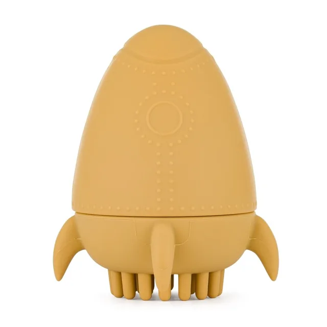 Petite&Mars Hračka silikonová do vody s kartáčkem Splashy Rocket Intense Ochre 6m+