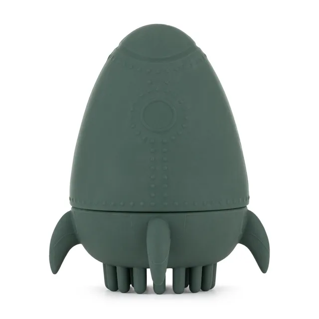 Petite&Mars Hračka silikonová do vody s kartáčkem Splashy Rocket Misty Green 6m+