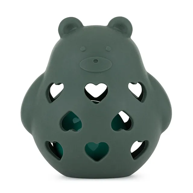 PETITE&MARS Hračka silikonová s chrastítkem bear basil misty green 0m+