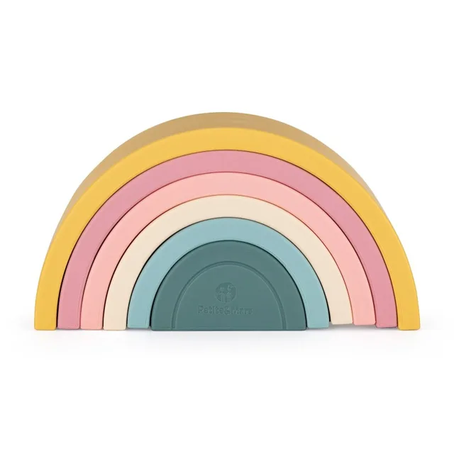 Petite&Mars Hračka silikonová skládací Rainbow Intense Ochre 12m+