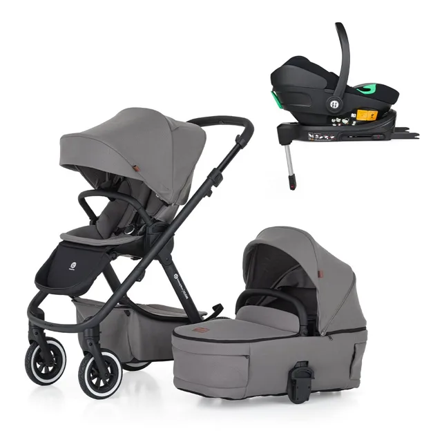 Petite&Mars Kočárek kombinovaný ICON 2v1 Dove Grey LITE AIR + Core Pro i-Size Black + Báze