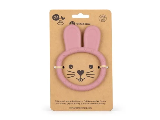 PETITE&MARS kousátko silikonové Bunny Dusty Rose 0m+