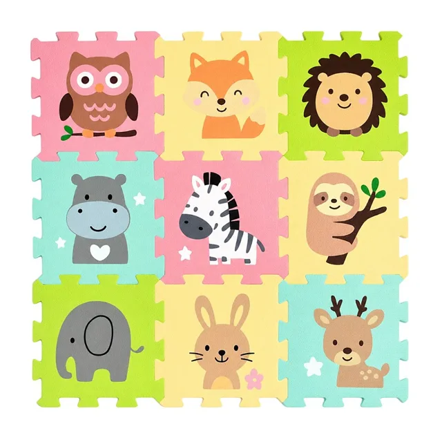PETITE&MARS Podlahové skládací puzzle nexli safari friends 9 kusů