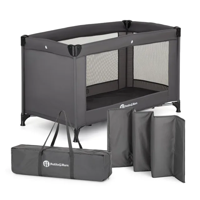 Petite&Mars Postýlka cestovní Koot Lite, Dark Grey