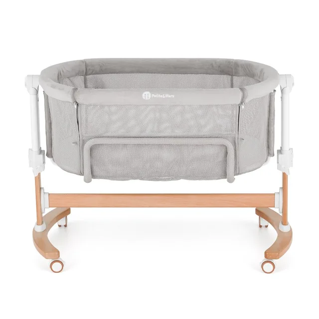 Petite&Mars Postýlka dětská polohovatelná s funkcí kolébky Glory 2v1 Mocha Beige