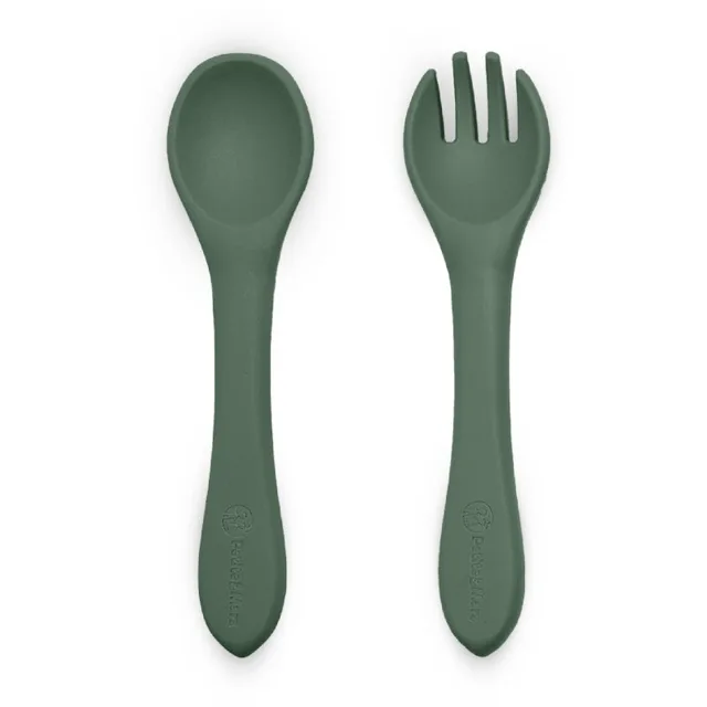 Petite&Mars Take&Match Silicone Cutlery příbor Misty Green 6 m+ 2 ks