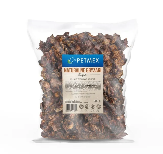 PETMEX Hovězí plíce kostky 500g přírodní pamlsek pro psy