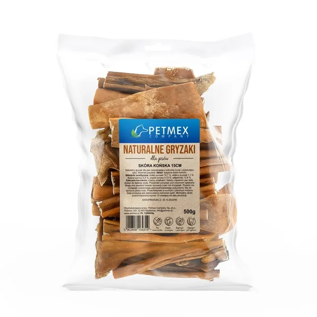 PETMEX Koňská kůže 15cm 500g přírodní žvýkací pamlsek pro psy