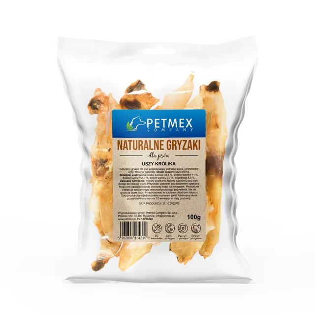 PETMEX Králičí uši 4x100g přírodní žvýkačka pro psy
