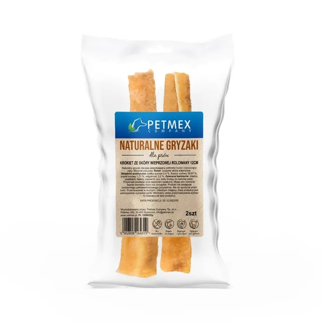 PETMEX Kroketa z vepřové kůže rolovaná 12 cm 2 ks.