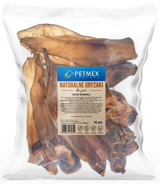 PETMEX Ucho z buvola 10 ks přírodní pamlsek pro psy