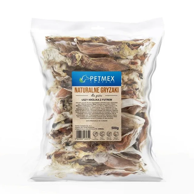 PETMEX Uši Králíka s kožešinou 500g