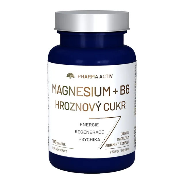 PHARMA ACTIV Magnesium + B6 hroznový cukr 100 pastilek