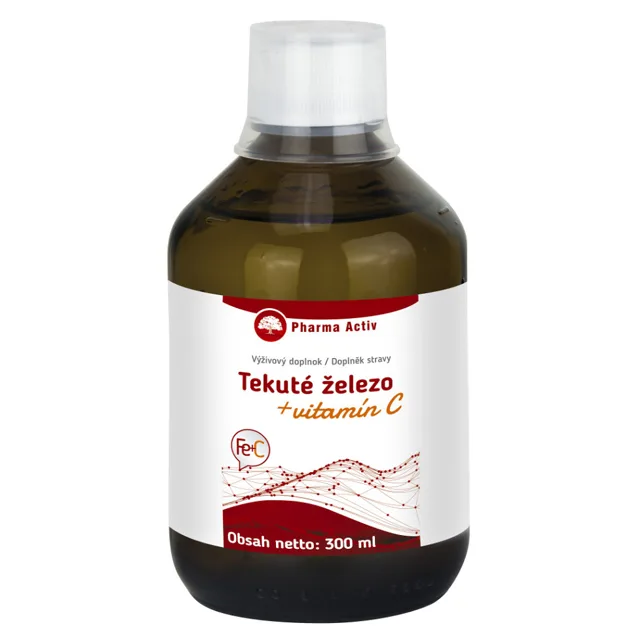 PHARMA ACTIV Tekuté železo + vitamín C 300 ml
