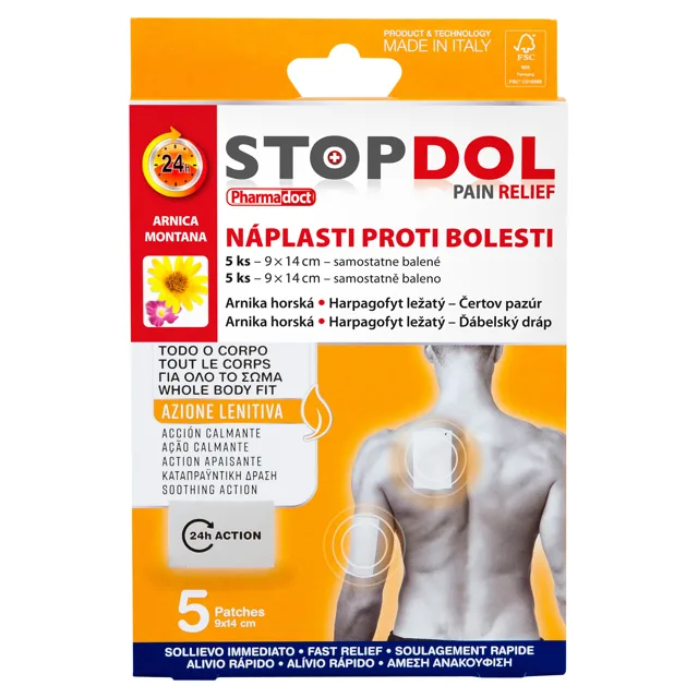 Pharmadoct Stopdol Náplasti proti bolesti s Arnikou 9 x 14 cm 5 kusů