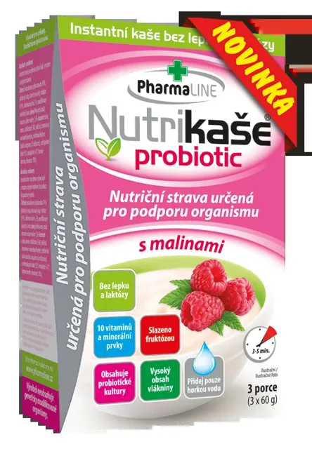 PharmaLINE Nutrikaše probiotic s malinami (3x60g)
