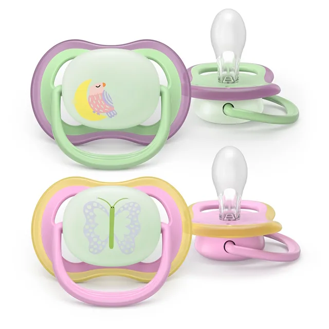 PHILIPS AVENT Dudlík ultra air noční 6-18m růžový a zelený 2 kusy