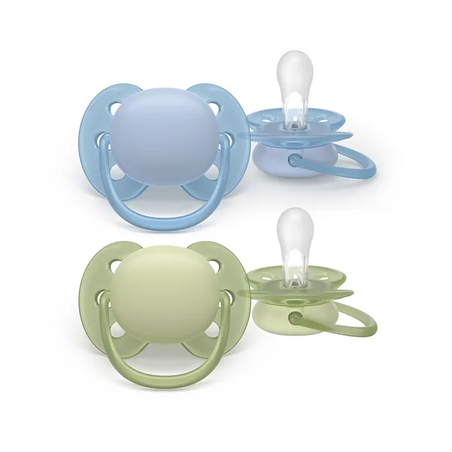 PHILIPS AVENT Dudlík ultrasoft 0-6m modrý a zelený 2 kusy